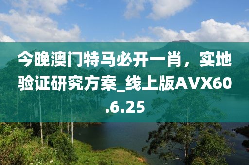 今晚澳門特馬必開一肖，實(shí)地驗(yàn)證研究方案_線上版AVX60.6.25