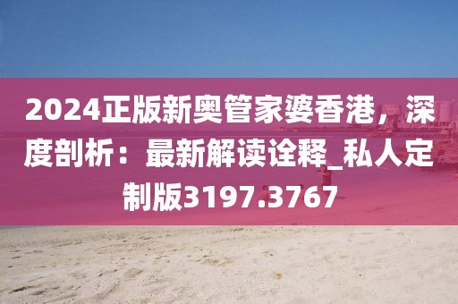 2024正版新奧管家婆香港，深度剖析：最新解讀詮釋_私人定制版3197.3767