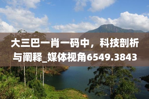 大三巴一肖一碼中，科技剖析與闡釋_媒體視角6549.3843