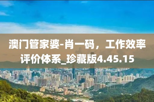 澳門管家婆-肖一碼，工作效率評價體系_珍藏版4.45.15