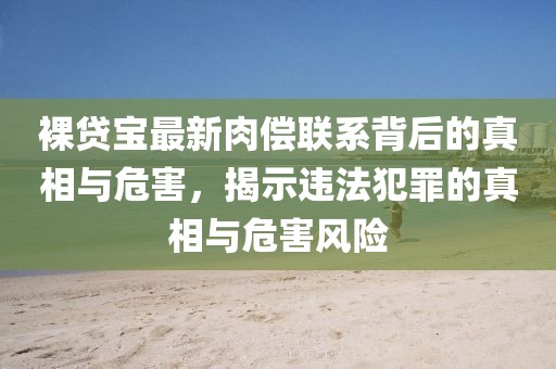 裸貸寶最新肉償聯(lián)系背后的真相與危害，揭示違法犯罪的真相與危害風險