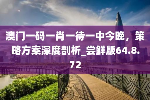 澳門一碼一肖一待一中今晚，策略方案深度剖析_嘗鮮版64.8.72