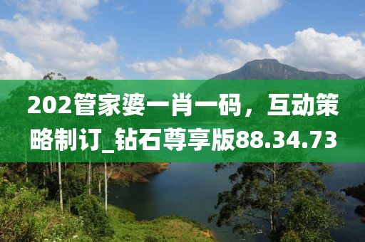 202管家婆一肖一碼，互動策略制訂_鉆石尊享版88.34.73