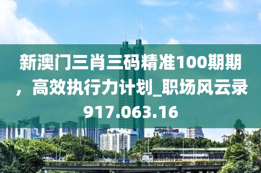 新澳門三肖三碼精準(zhǔn)100期期，高效執(zhí)行力計劃_職場風(fēng)云錄917.063.16