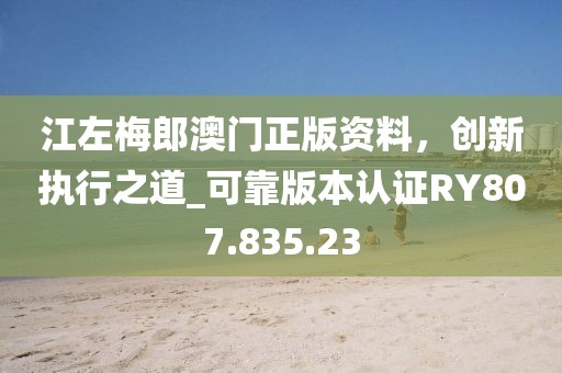 江左梅郎澳門正版資料，創(chuàng)新執(zhí)行之道_可靠版本認證RY807.835.23