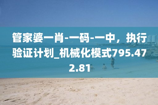 管家婆一肖-一碼-一中，執(zhí)行驗證計劃_機械化模式795.472.81