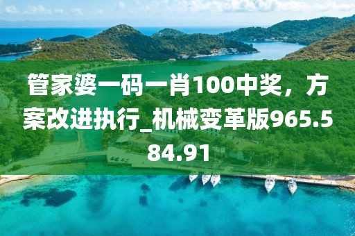 管家婆一碼一肖100中獎(jiǎng)，方案改進(jìn)執(zhí)行_機(jī)械變革版965.584.91