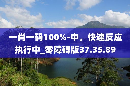 一肖一碼100%-中，快速反應(yīng)執(zhí)行中_零障礙版37.35.89