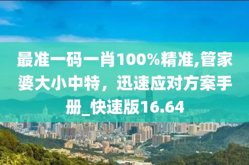 最準(zhǔn)一碼一肖100%精準(zhǔn),管家婆大小中特，迅速應(yīng)對方案手冊_快速版16.64