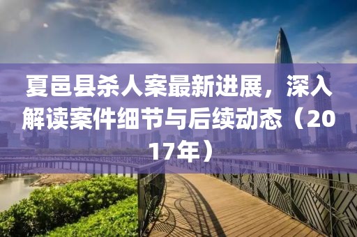 夏邑縣殺人案最新進(jìn)展，深入解讀案件細(xì)節(jié)與后續(xù)動(dòng)態(tài)（2017年）