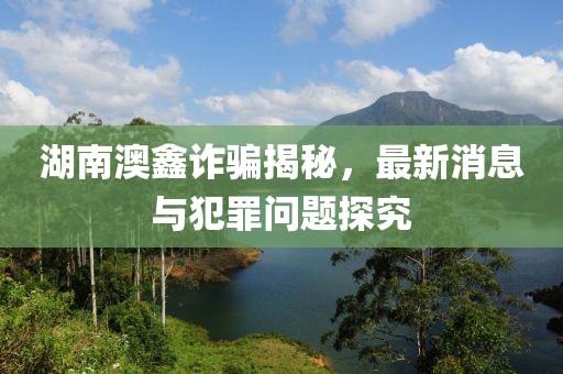 湖南澳鑫詐騙揭秘，最新消息與犯罪問題探究