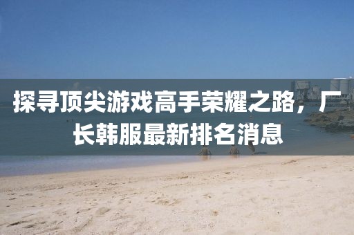 探尋頂尖游戲高手榮耀之路，廠長韓服最新排名消息