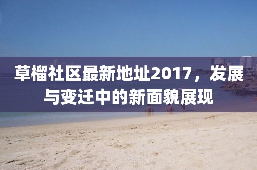 草榴社區(qū)最新地址2017，發(fā)展與變遷中的新面貌展現(xiàn)