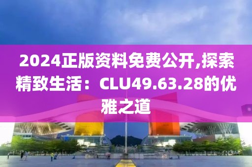 2024正版資料免費(fèi)公開(kāi),探索精致生活：CLU49.63.28的優(yōu)雅之道