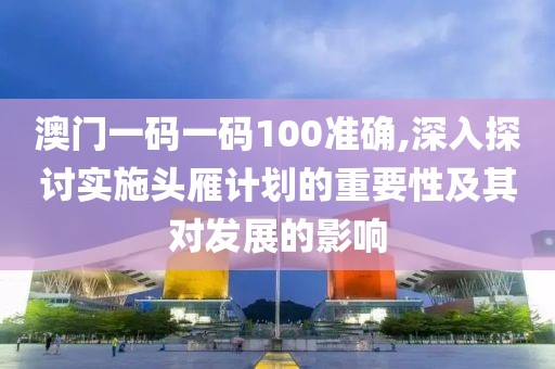 澳門一碼一碼100準確,深入探討實施頭雁計劃的重要性及其對發(fā)展的影響