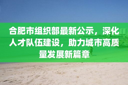 合肥市組織部最新公示，深化人才隊(duì)伍建設(shè)，助力城市高質(zhì)量發(fā)展新篇章