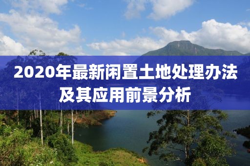 2020年最新閑置土地處理辦法及其應(yīng)用前景分析