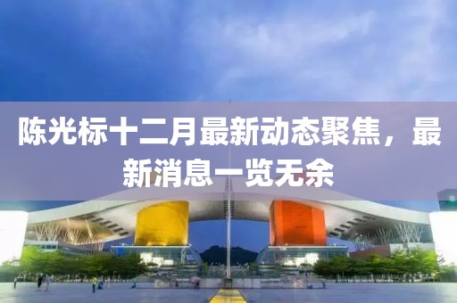 陳光標(biāo)十二月最新動態(tài)聚焦，最新消息一覽無余