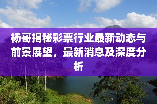 楊哥揭秘彩票行業(yè)最新動態(tài)與前景展望，最新消息及深度分析