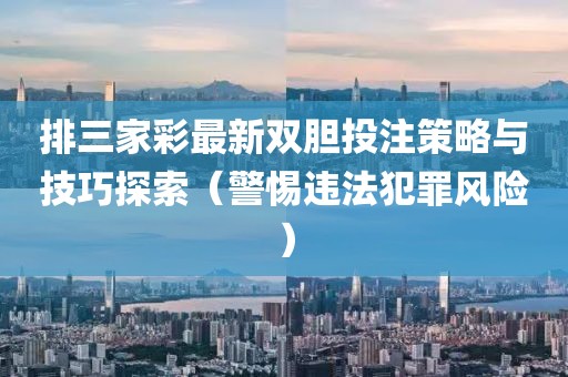 排三家彩最新雙膽投注策略與技巧探索（警惕違法犯罪風(fēng)險(xiǎn)）