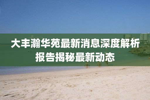 大豐瀚華苑最新消息深度解析報(bào)告揭秘最新動(dòng)態(tài)