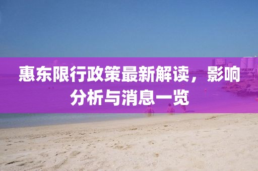 惠東限行政策最新解讀，影響分析與消息一覽