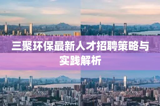 三聚環(huán)保最新人才招聘策略與實(shí)踐解析