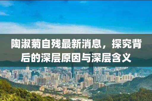 陶淑菊自殘最新消息，探究背后的深層原因與深層含義