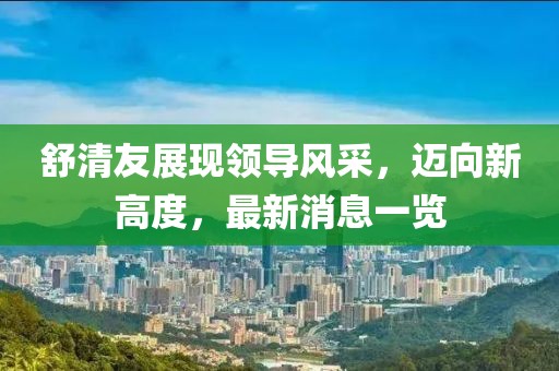 舒清友展現(xiàn)領(lǐng)導(dǎo)風(fēng)采，邁向新高度，最新消息一覽