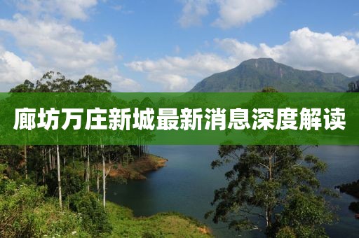 廊坊萬莊新城最新消息深度解讀