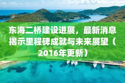 東海二橋建設進展，最新消息揭示里程碑成就與未來展望（2016年更新）