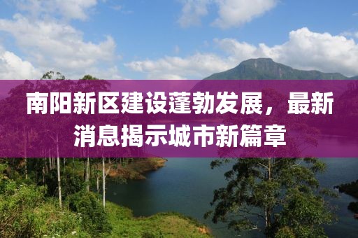 南陽(yáng)新區(qū)建設(shè)蓬勃發(fā)展，最新消息揭示城市新篇章