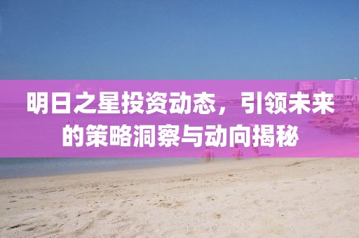 明日之星投資動態(tài)，引領(lǐng)未來的策略洞察與動向揭秘