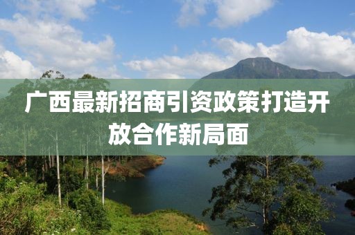 廣西最新招商引資政策打造開放合作新局面