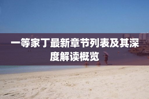 一等家丁最新章節(jié)列表及其深度解讀概覽