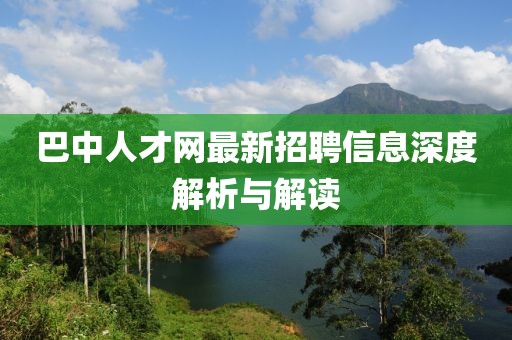 巴中人才網(wǎng)最新招聘信息深度解析與解讀