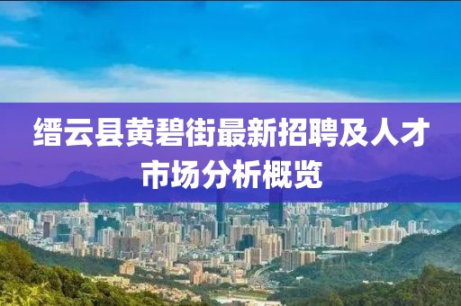 縉云縣黃碧街最新招聘及人才市場分析概覽