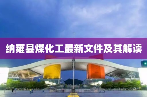 納雍縣煤化工最新文件及其解讀