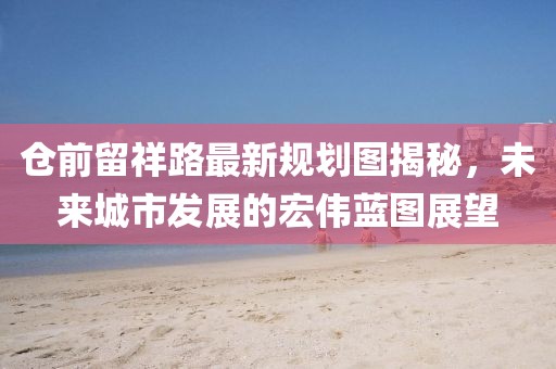 倉前留祥路最新規(guī)劃圖揭秘，未來城市發(fā)展的宏偉藍圖展望