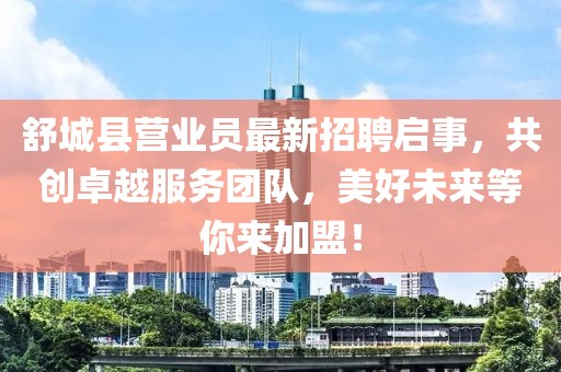 舒城縣營業(yè)員最新招聘啟事，共創(chuàng)卓越服務(wù)團(tuán)隊(duì)，美好未來等你來加盟！