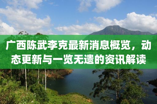 廣西陳武李克最新消息概覽，動態(tài)更新與一覽無遺的資訊解讀