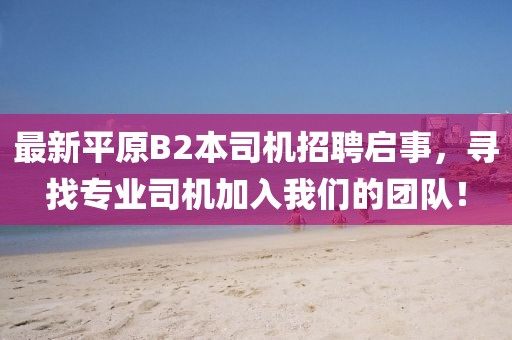 最新平原B2本司機(jī)招聘啟事，尋找專業(yè)司機(jī)加入我們的團(tuán)隊(duì)！
