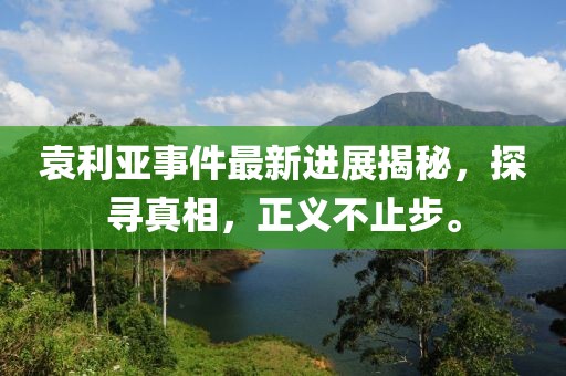 袁利亞事件最新進展揭秘，探尋真相，正義不止步。