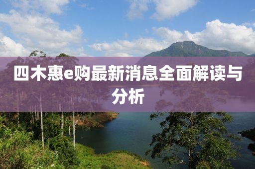 四木惠e購(gòu)最新消息全面解讀與分析