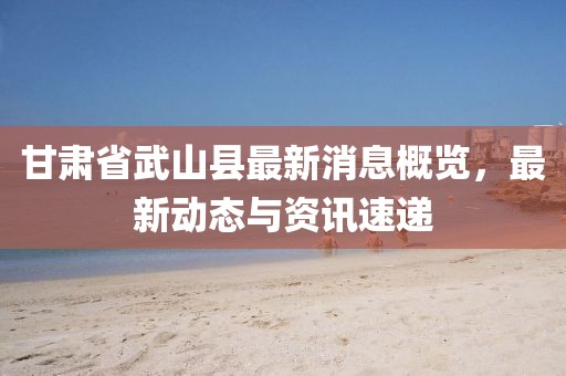 甘肅省武山縣最新消息概覽，最新動態(tài)與資訊速遞