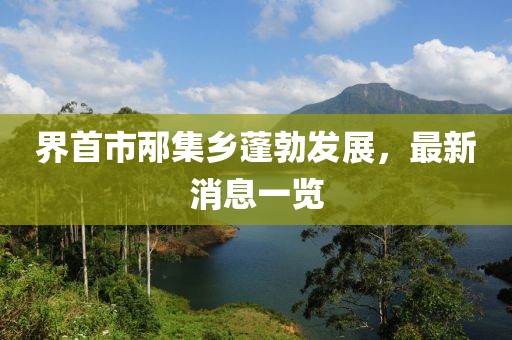 界首市邴集鄉(xiāng)蓬勃發(fā)展，最新消息一覽