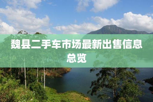 魏縣二手車市場(chǎng)最新出售信息總覽