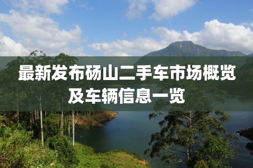 最新發(fā)布碭山二手車市場概覽及車輛信息一覽