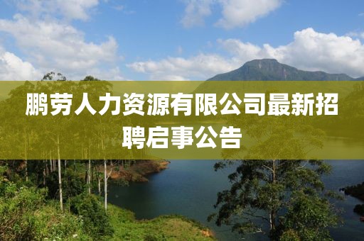鵬勞人力資源有限公司最新招聘啟事公告