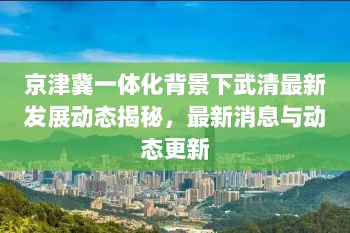 京津冀一體化背景下武清最新發(fā)展動(dòng)態(tài)揭秘，最新消息與動(dòng)態(tài)更新